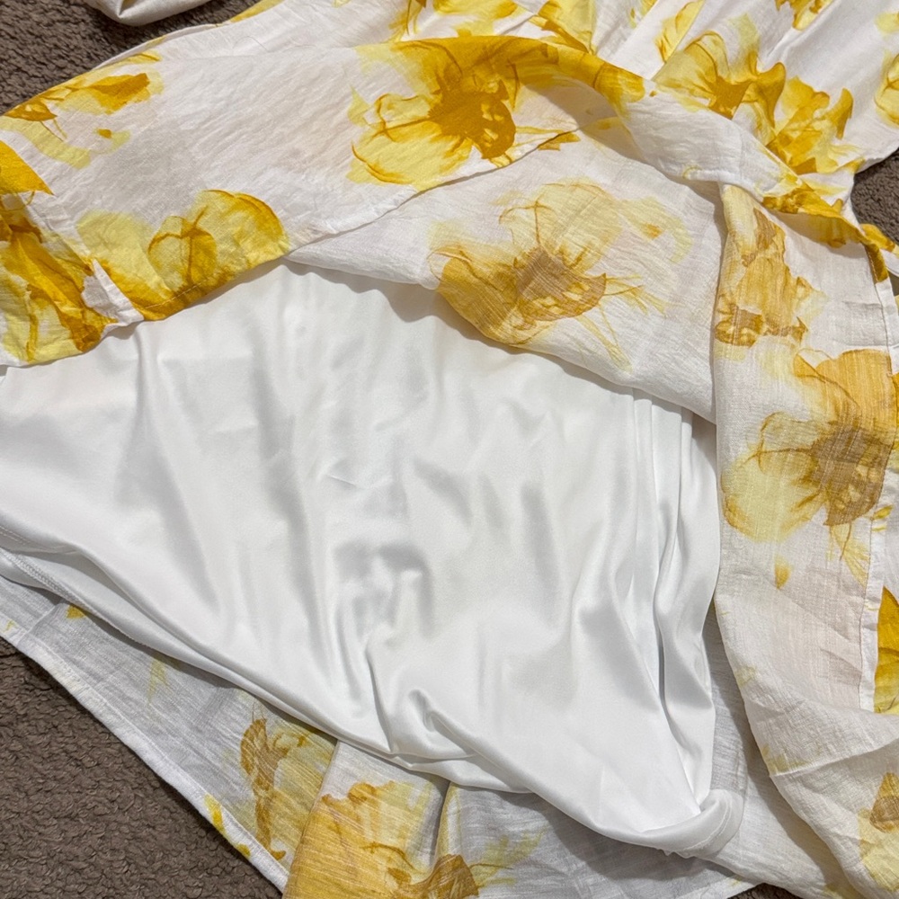Simply Vera | Vera Wang-Rayon Blend Dress-Popover-Pockets-Ties-Yellow/White-XS - Picture 16 of 16